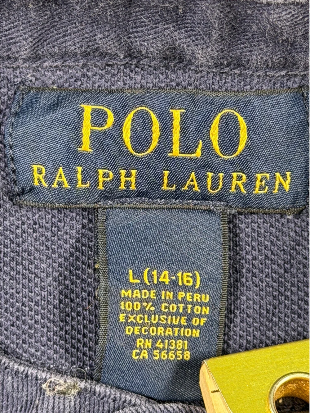 Polo Ralph Lauren Long Sleeve Henley Shirt Youth Large 14-16 Blue Cotton
